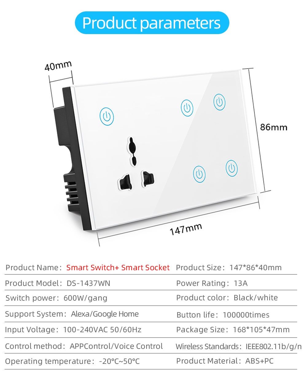 Tuya Smart Life 4 Gang Wall Switch and Socket 6
