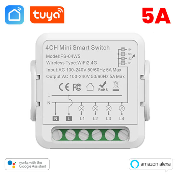 Smart Life WiFi 4 Gang Mini Switch