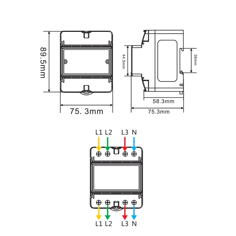 Tuya 3 Phase Bidirectional WiFi Smart Breaker Energy Meter diagram